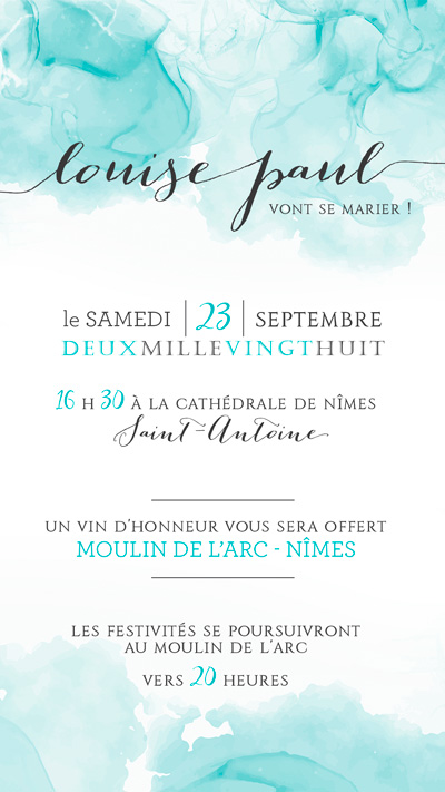 Faire-part fixe mariage Aquarelle – Image 2