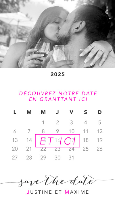 Carte à gratter save the date Calendrier – Image 2