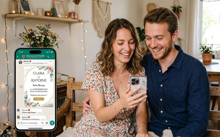 Faire-part mariage numérique WhatsApp : Invitation moderne et personnalisée